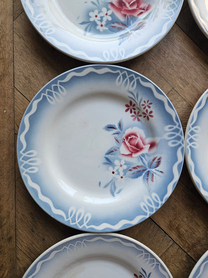 Assiettes plates rétro Digoin, Olga