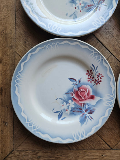 Assiettes plates rétro Digoin, Olga