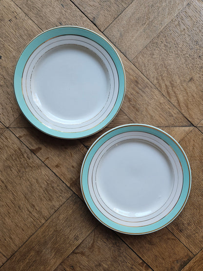 Assiettes à dessert dépareillées, mint & fleurs
