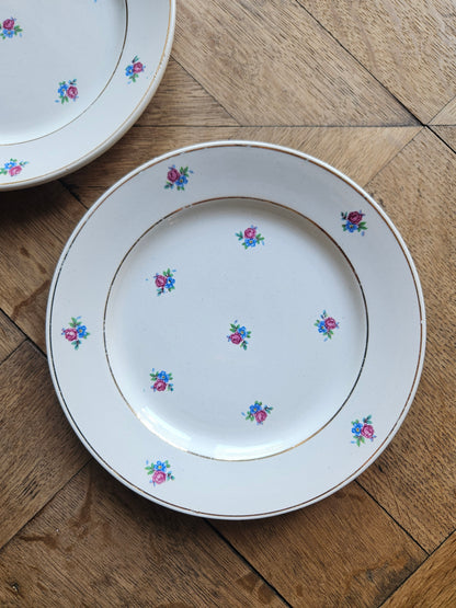 Assiettes à dessert dépareillées, mint & fleurs