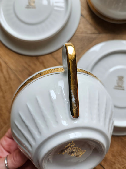 Grandes tasses porcelaine FD Chauvigny, dorées