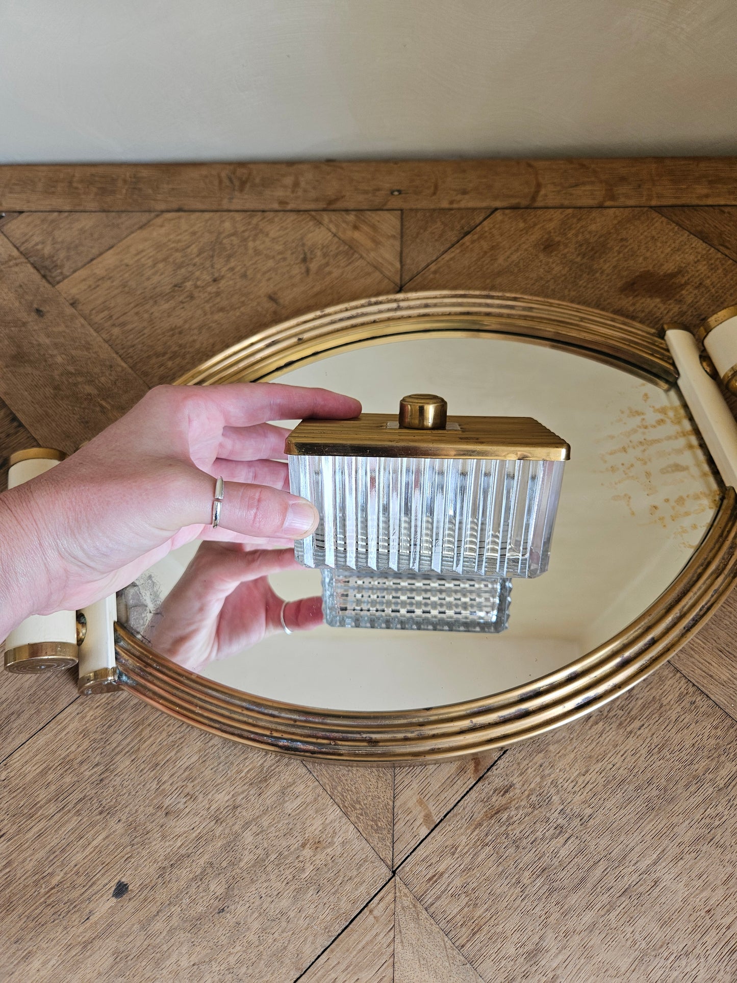 Plateau miroir apéritif Art Déco