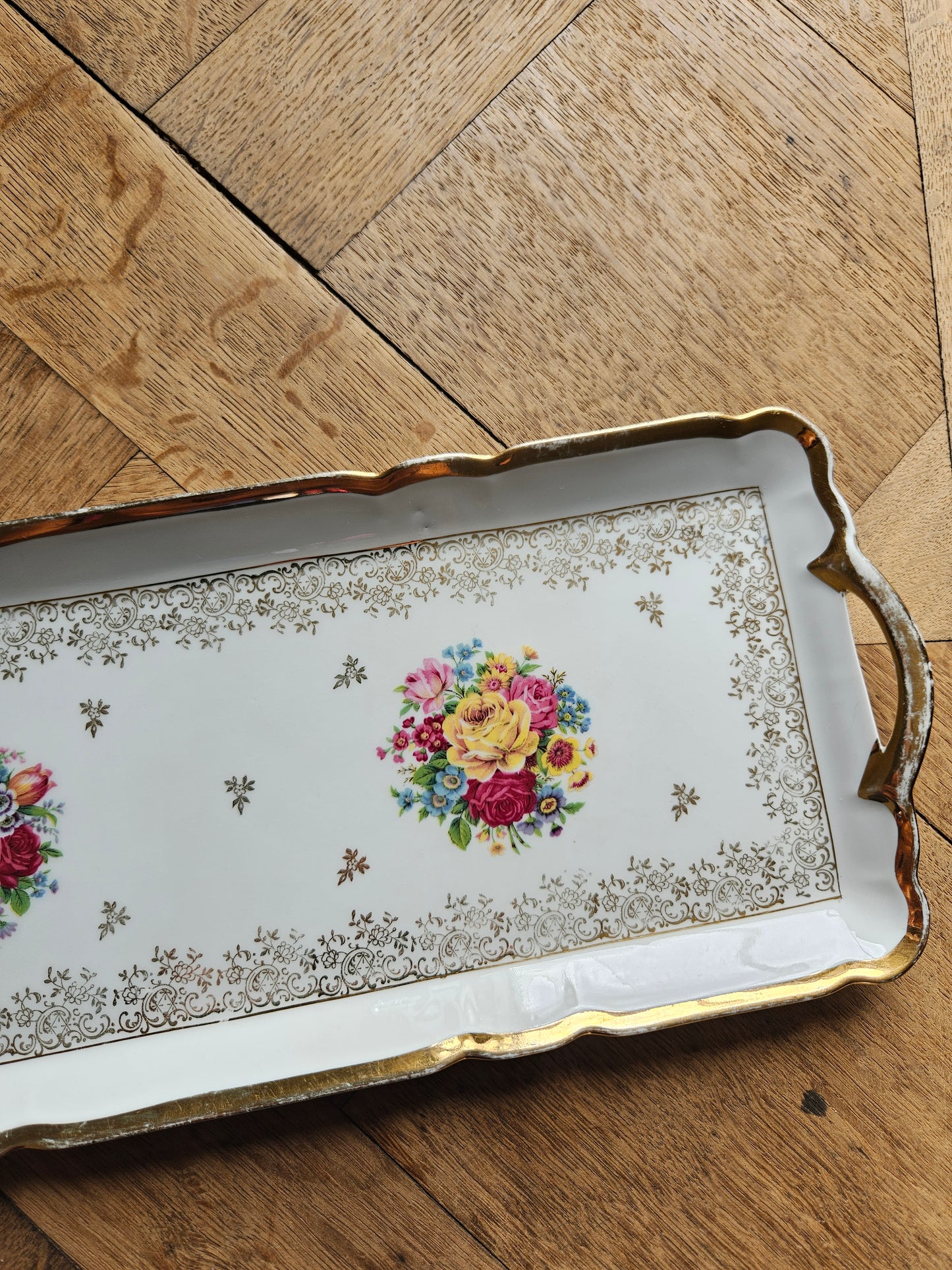 Plat à cake porcelaine shabby chic