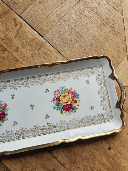 Plat à cake porcelaine shabby chic