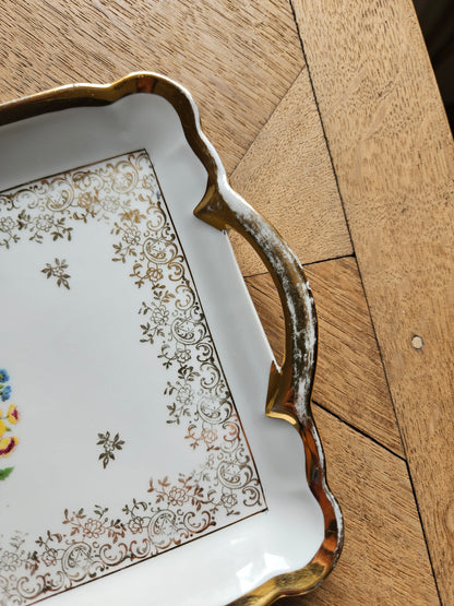 Plat à cake porcelaine shabby chic