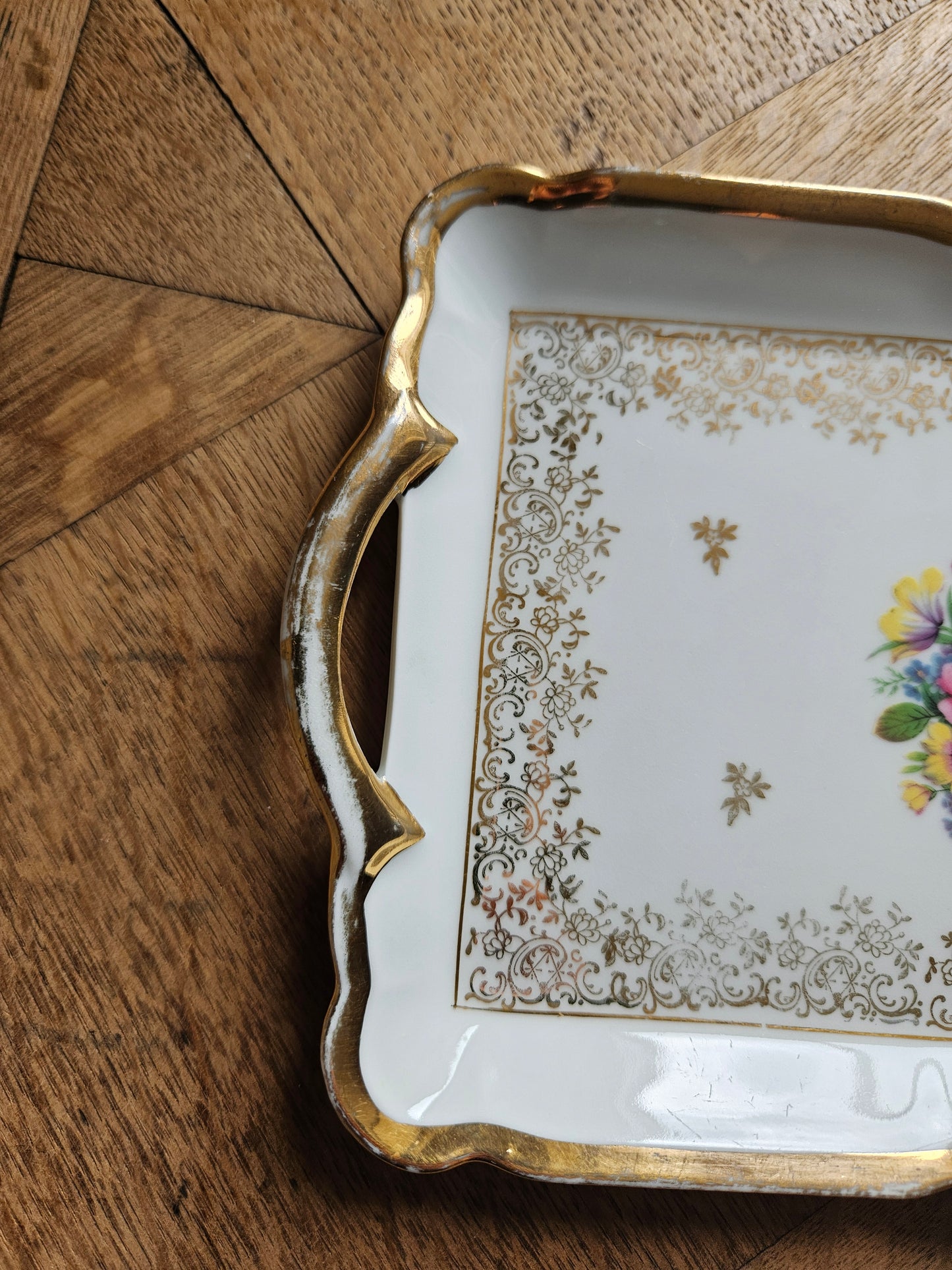 Plat à cake porcelaine shabby chic