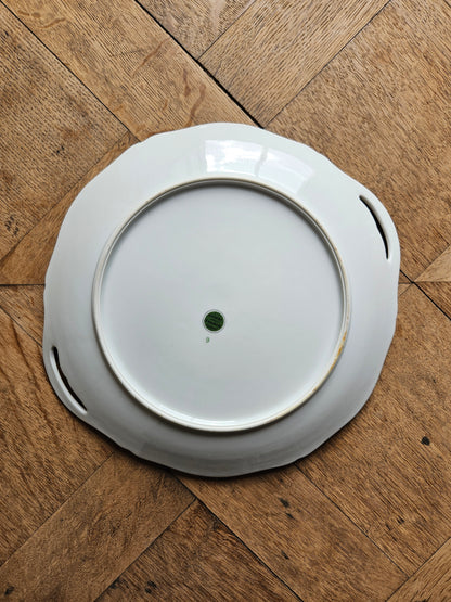 Plat à gâteau en porcelaine, bouquets de fleurs