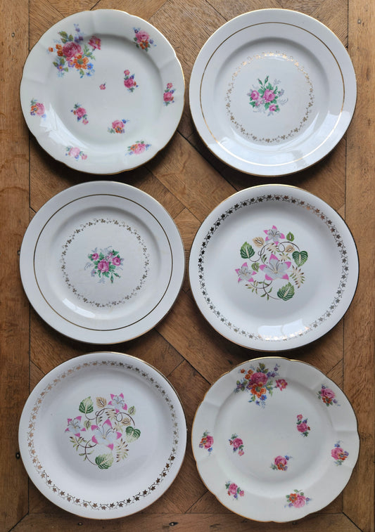 Assiettes plates dépareillées "Margaret"
