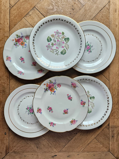 Assiettes plates dépareillées "Margaret"