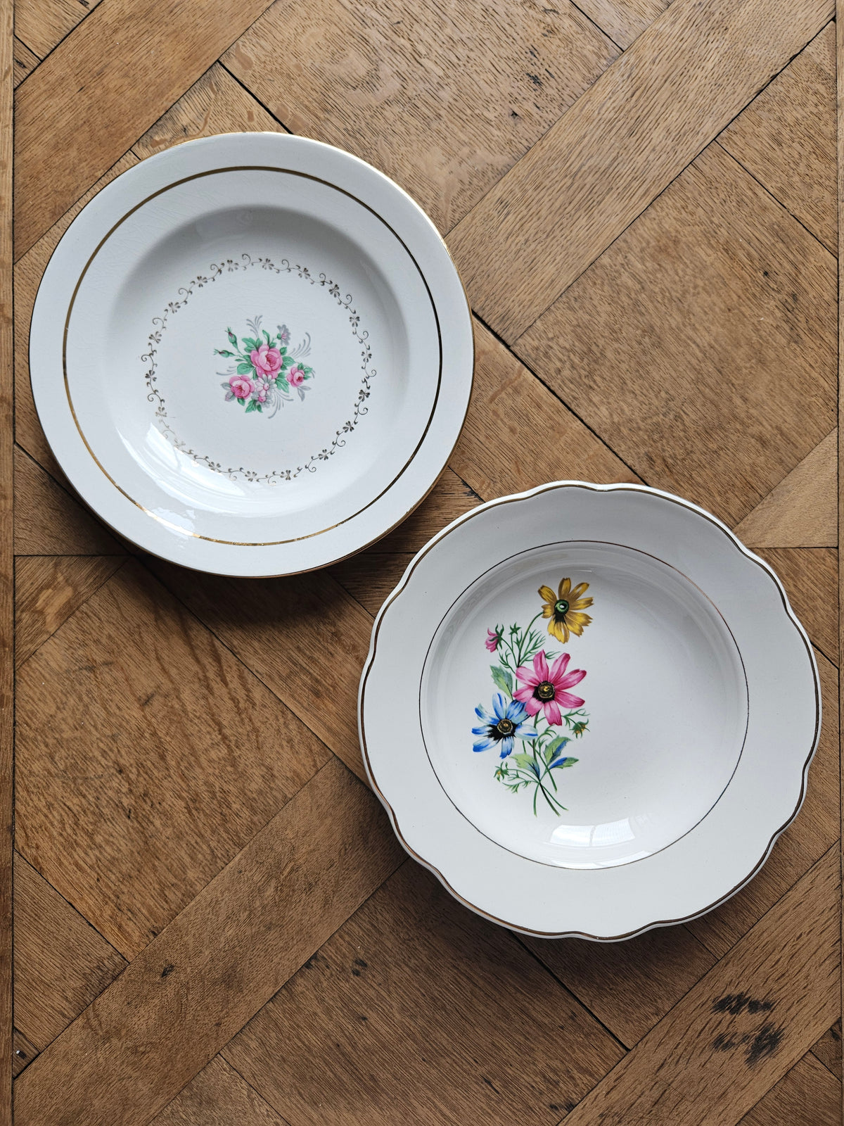 Assiettes creuses vintage 100% dépareillées