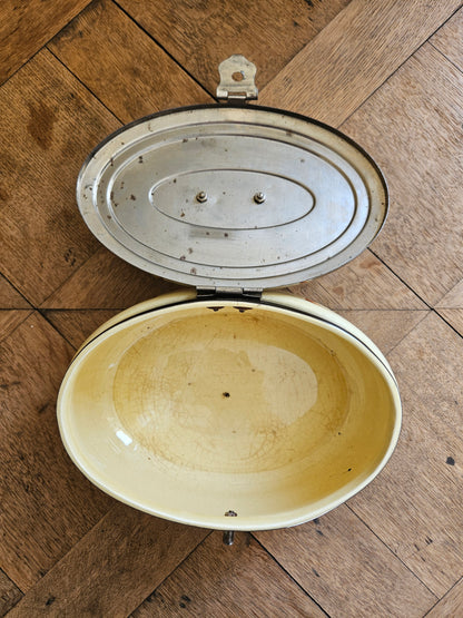 Boîte à biscuits en faïence, décor géométrique