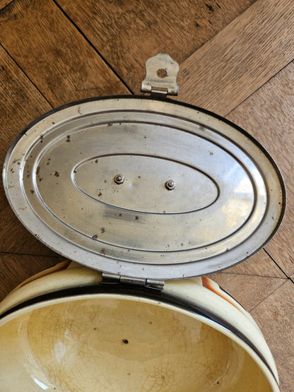 Boîte à biscuits en faïence, décor géométrique