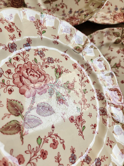 6 assiettes plates Johnson Brothers, Rose Chintz