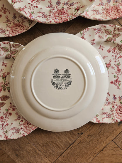 6 assiettes plates Johnson Brothers, Rose Chintz