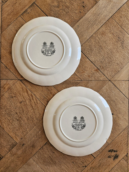 2 assiettes plates Johnson Brothers, Rose Chintz (défauts)