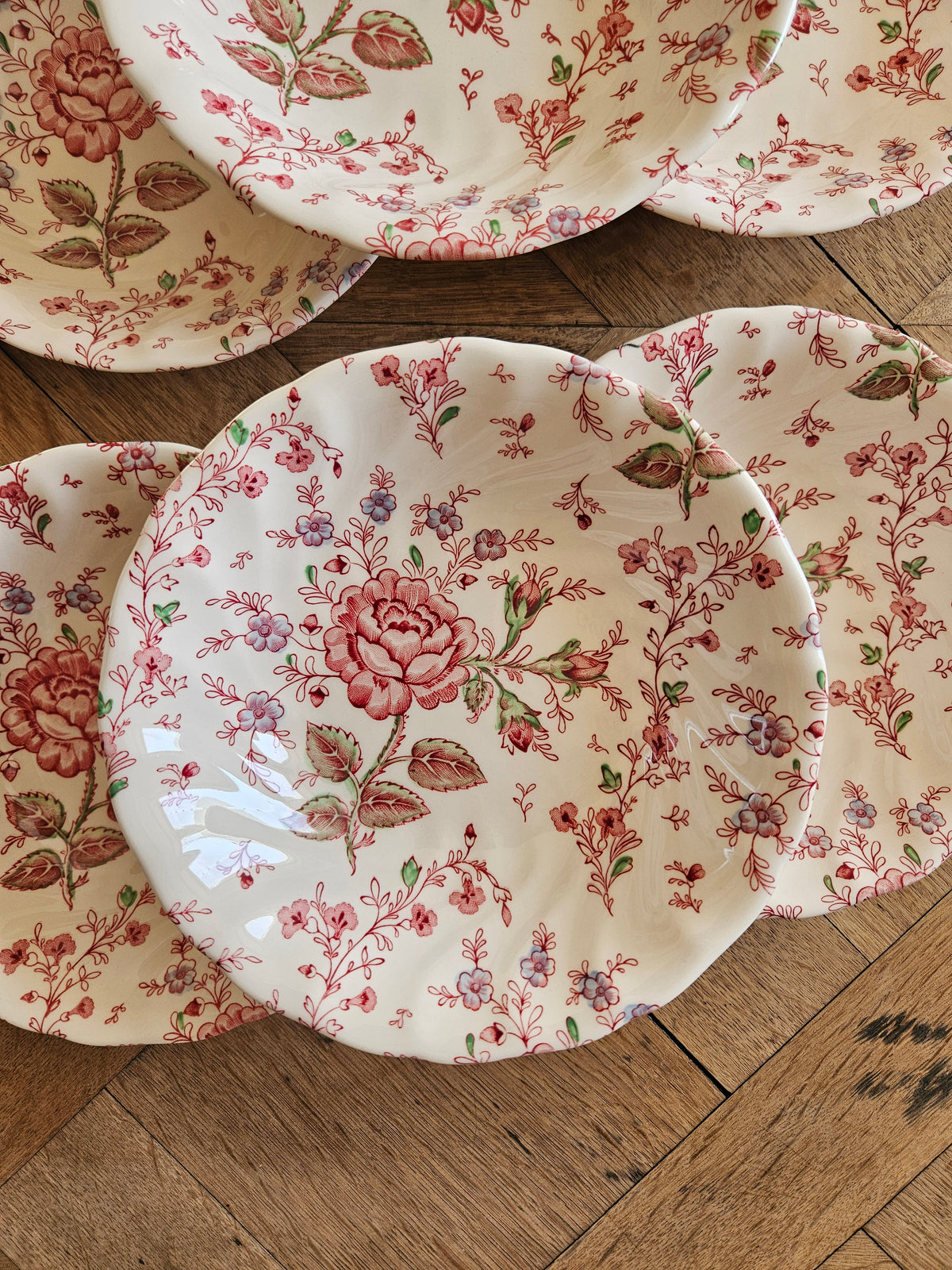 6 assiettes creuses Johnson Brothers, Rose Chintz