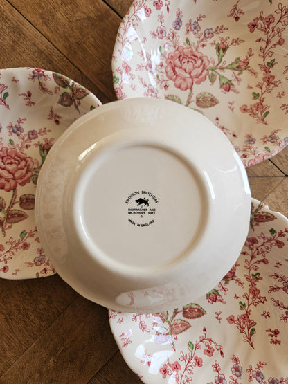 4 assiettes creuses Johnson Brothers, Rose Chintz
