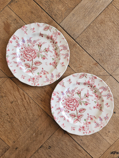 2 assiettes à dessert Johnson Brothers, Rose Chintz
