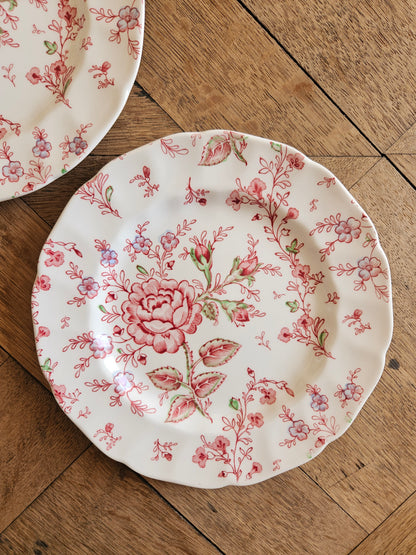 2 assiettes à dessert Johnson Brothers, Rose Chintz