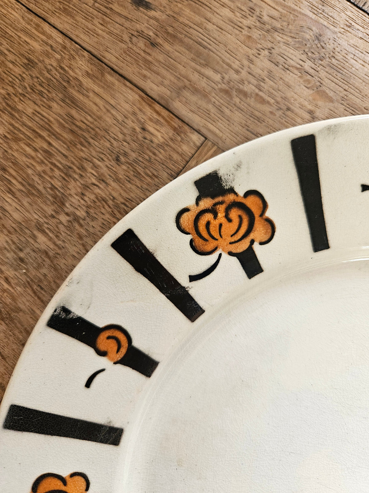 Assiette plate Badonviller, noir orangé