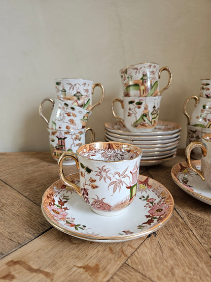 Tasses Digoin & Sarreguemines, décor japonisant