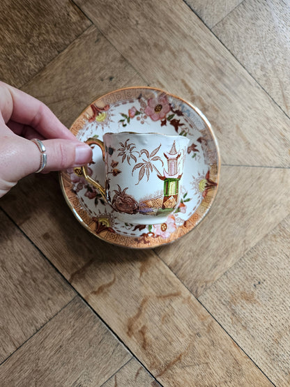 Tasses Digoin & Sarreguemines, décor japonisant