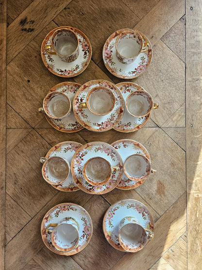 Tasses Digoin & Sarreguemines, décor japonisant