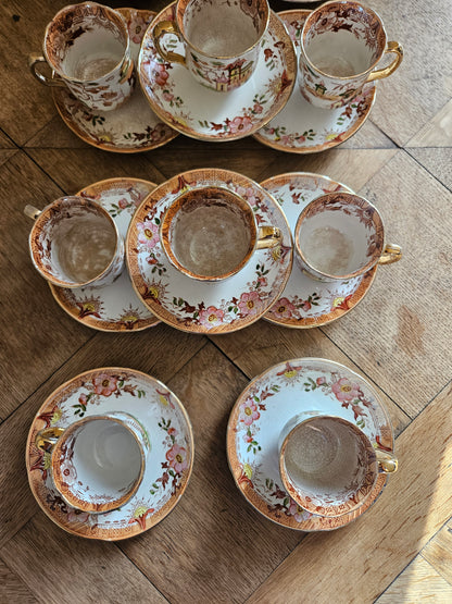 Tasses Digoin & Sarreguemines, décor japonisant