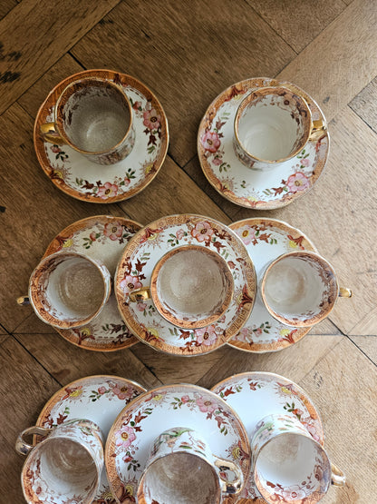 Tasses Digoin & Sarreguemines, décor japonisant