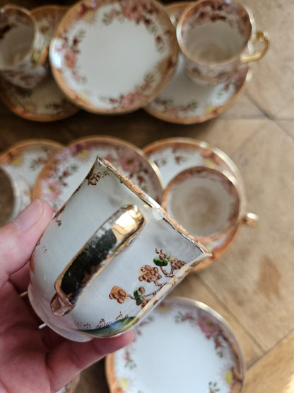 Tasses Digoin & Sarreguemines, décor japonisant