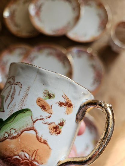 Tasses Digoin & Sarreguemines, décor japonisant