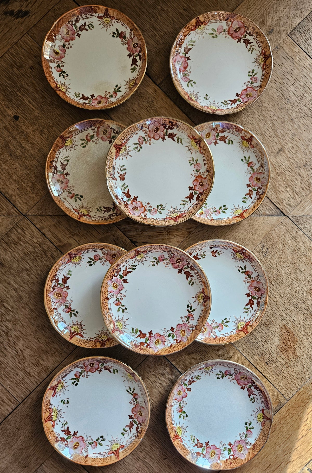 Tasses Digoin & Sarreguemines, décor japonisant