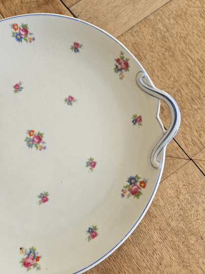Plat à tarte porcelaine de Limoges, bleu