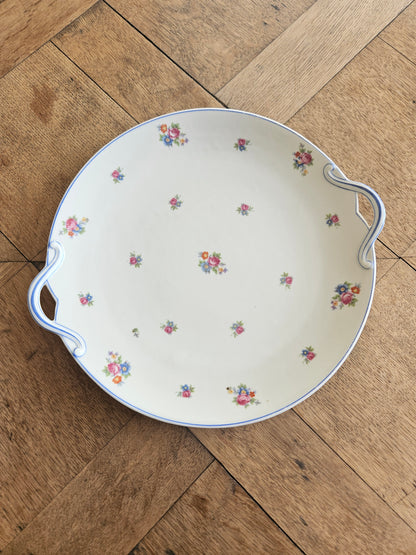 Plat à tarte porcelaine de Limoges, bleu
