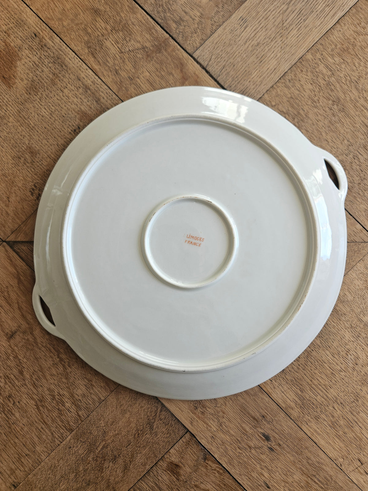 Plat à tarte porcelaine de Limoges, bleu