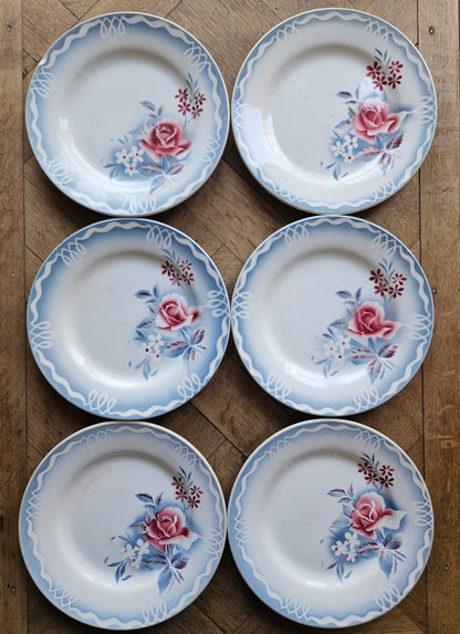 Assiettes plates rétro Digoin, Olga
