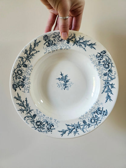 Assiette creuse ancienne Longwy Cyrano. Terre de fer. Ironstone