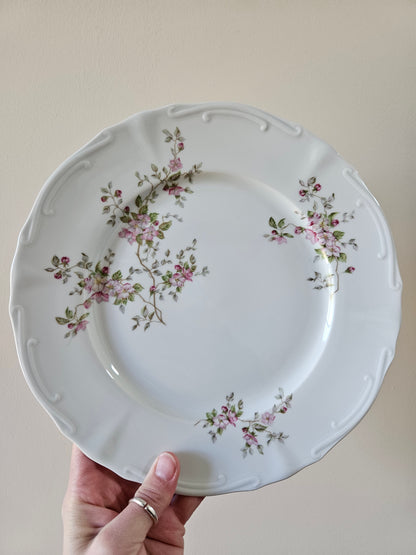 Assiettes plates vintage porcelaine, fleurs