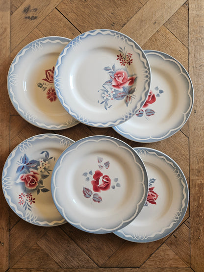 Mix and match assiettes plates retro Digoin avec modèles Olga Juliette et Provence