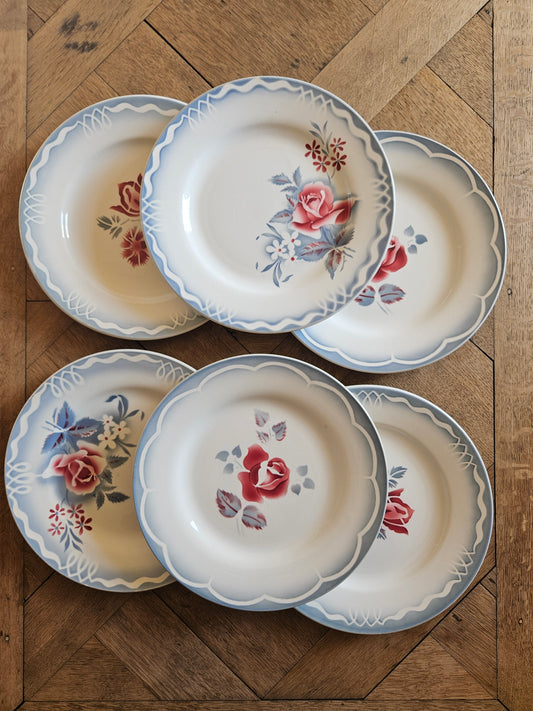 Mix and match assiettes plates retro Digoin avec modèles Olga Juliette et Provence