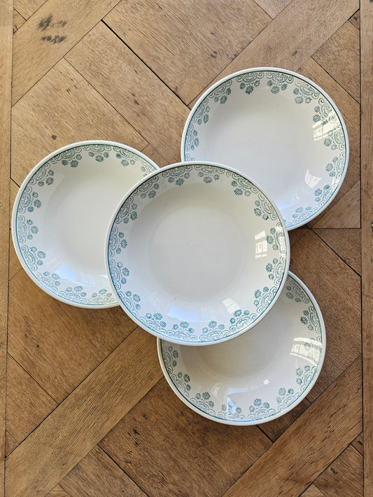 Assiettes calottes Digoin, décor vert