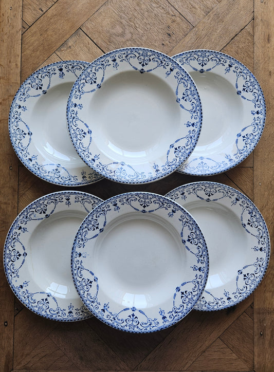Lot de 6 assiettes creuses anciennes terre de fer Hippolyte Boulenger balzac