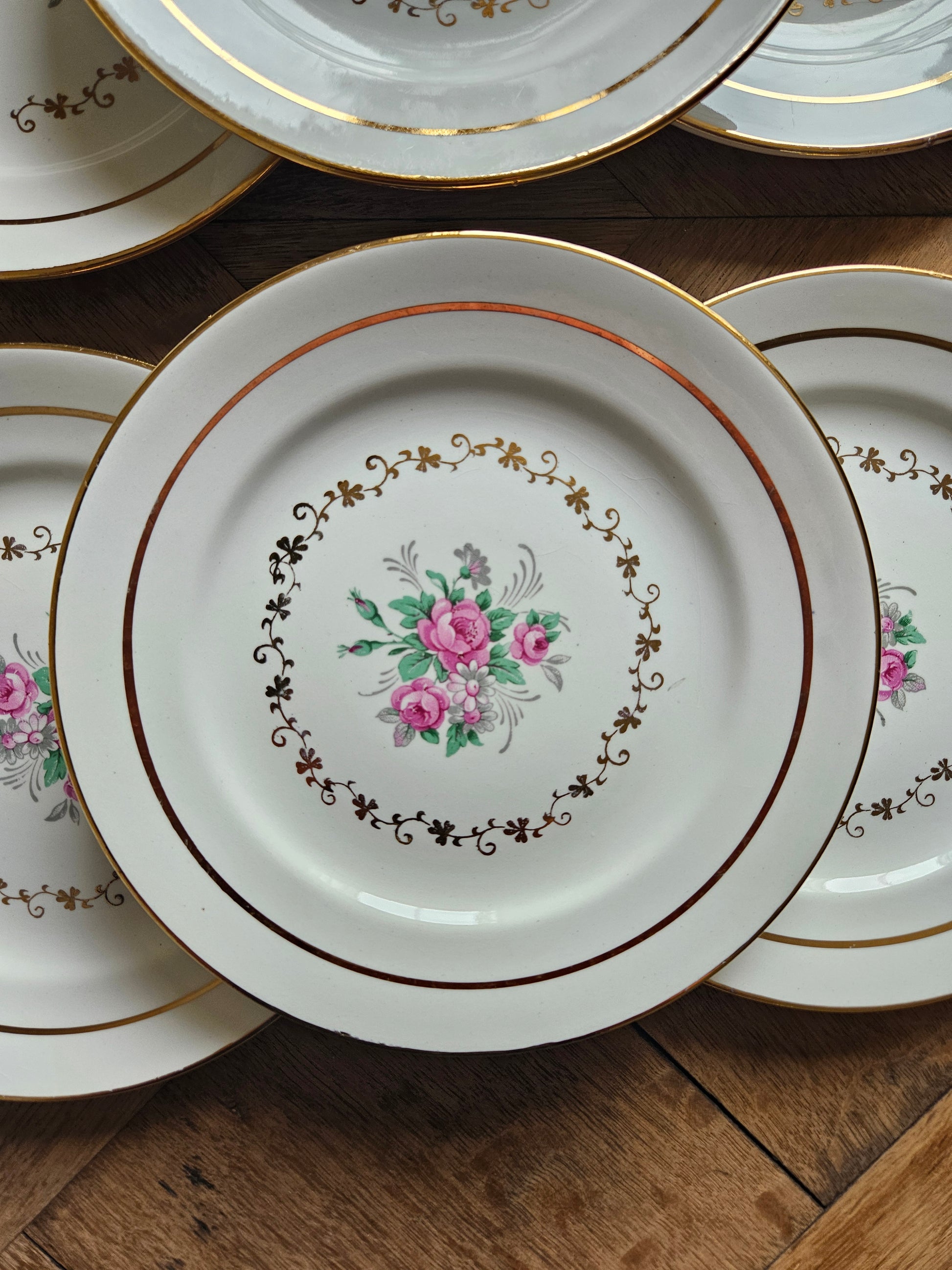 Lot de 6 assiettes à dessert vintage L’Amandinoise style shabby chic