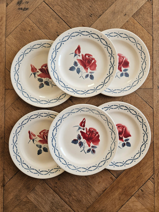 Assiettes à dessert retro Digoin Janine