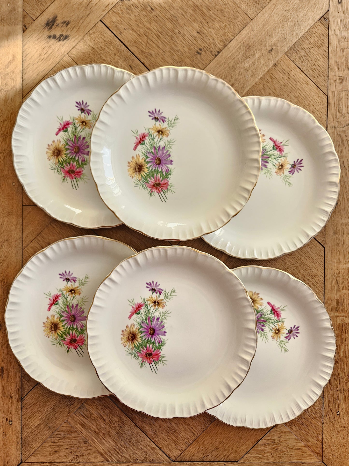 Lot de 6 assiettes plates vintage Digoin, Roméo.