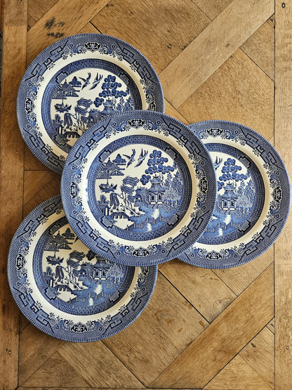 Lot de 4 assiettes plates vintage Churchill made in England décor japonisant 