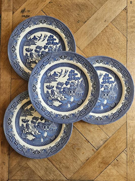 Lot de 4 assiettes plates vintage Churchill made in England décor japonisant 