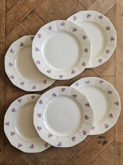 Assiettes plates fleuries shabby chic digoin 9123
