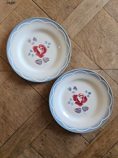 Assiettes plates dépareillées Digoin