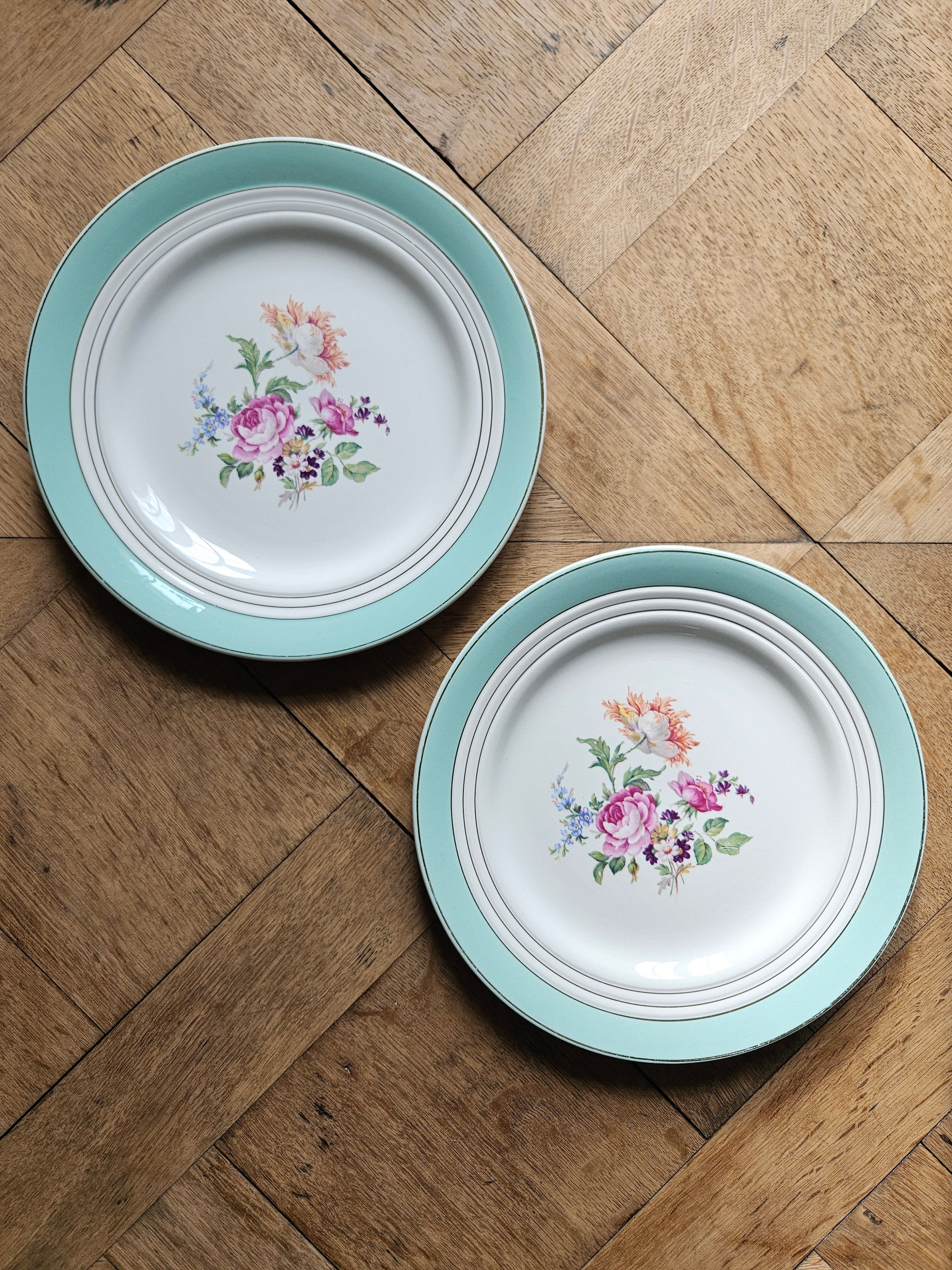 Lot de 2 assiettes plates anciennes Ceranord Beaugency